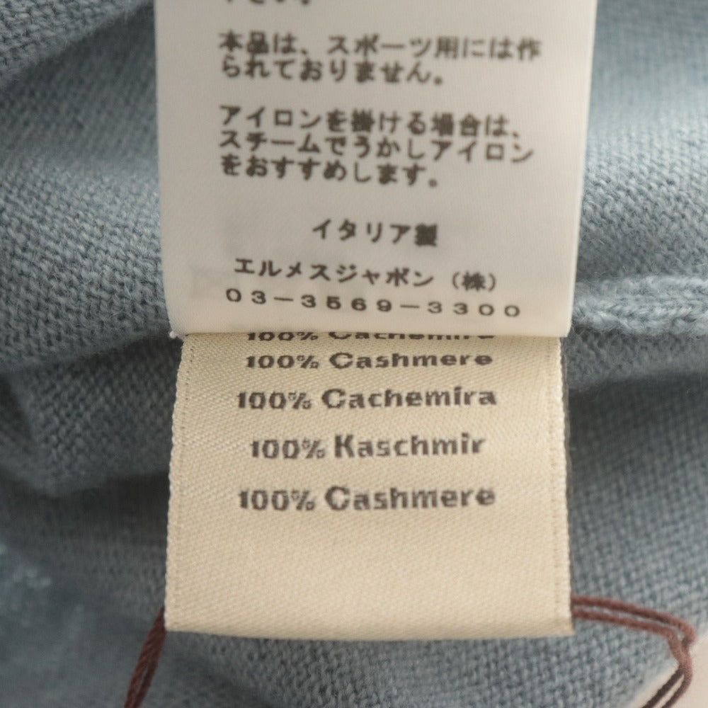 ■ HERMES セーター 長袖 トップス ニット Chess and Shadow 馬 チェス駒 カシミヤ レディース メンズ XXL ブルーグレー系 タグ付き 美品