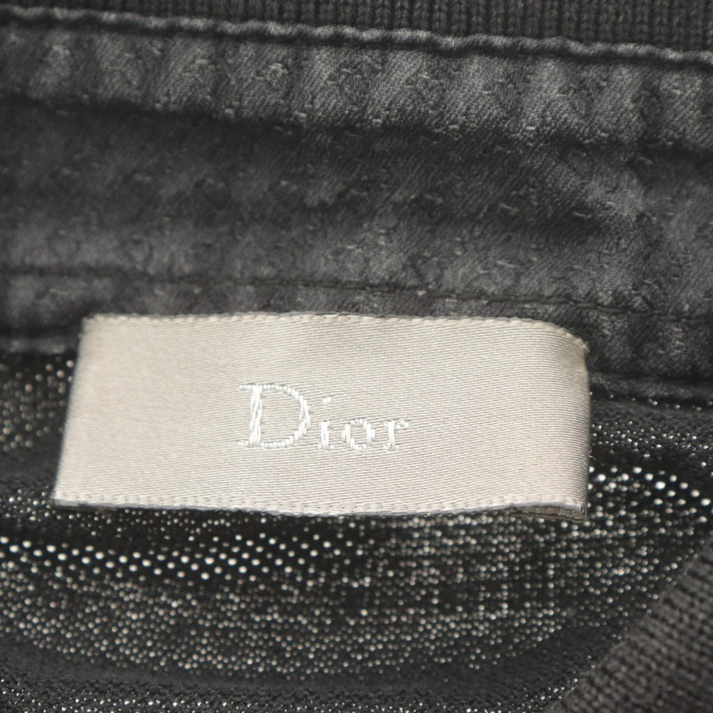 ■ Dior ディオール ポロシャツ 半袖 トップス 無地 襟 ボタン コットン メンズ レディース 48(M〜L相当) 黒 ブラック