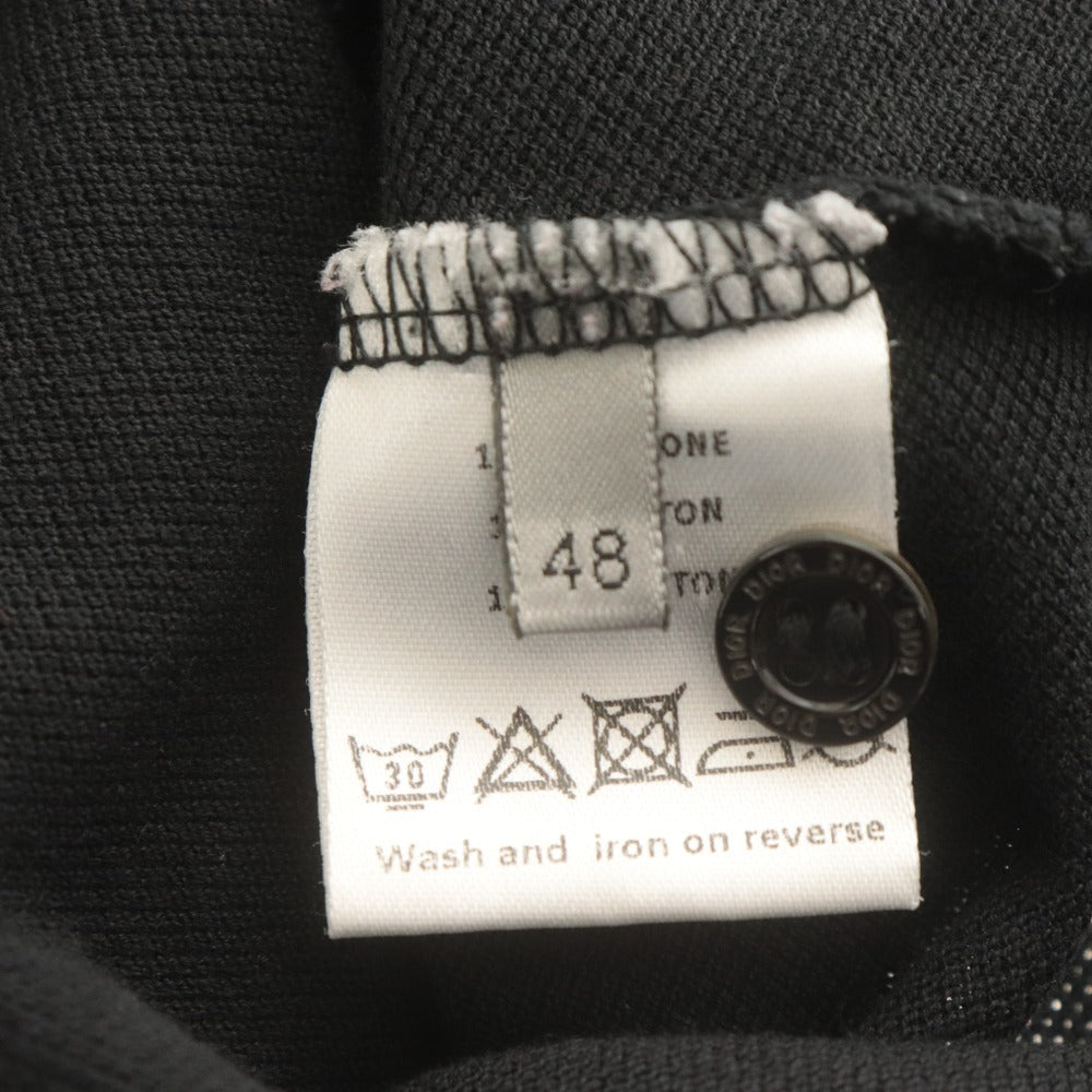 ■ Dior ディオール ポロシャツ 半袖 トップス 無地 襟 ボタン コットン メンズ レディース 48(M〜L相当) 黒 ブラック