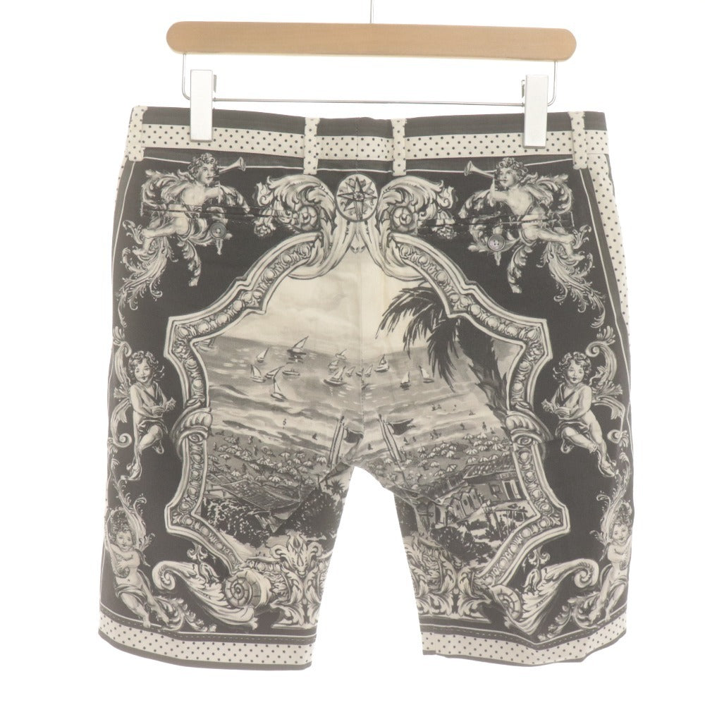 ■ DOLCE&GABBANA ドルガバ ハーフパンツ ショート ボトムス 春夏 GY28MT/FPFFV-A バロック調 天使 総柄 メンズ 48(L相当) 白黒