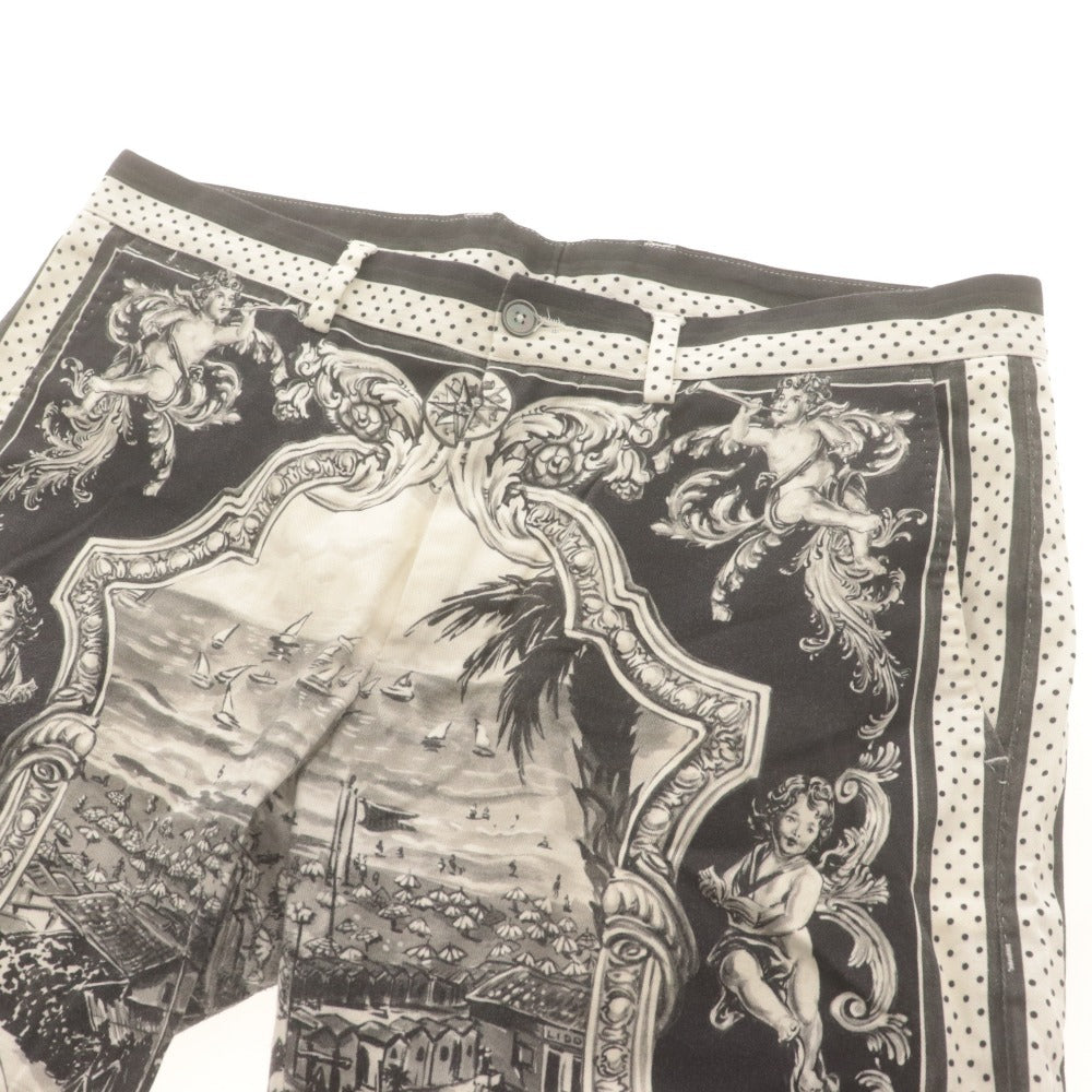 ■ DOLCE&GABBANA ドルガバ ハーフパンツ ショート ボトムス 春夏 GY28MT/FPFFV-A バロック調 天使 総柄 メンズ 48(L相当) 白黒