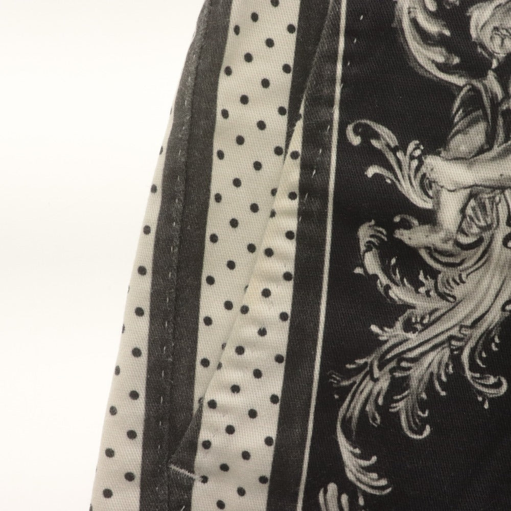 ■ DOLCE&GABBANA ドルガバ ハーフパンツ ショート ボトムス 春夏 GY28MT/FPFFV-A バロック調 天使 総柄 メンズ 48(L相当) 白黒