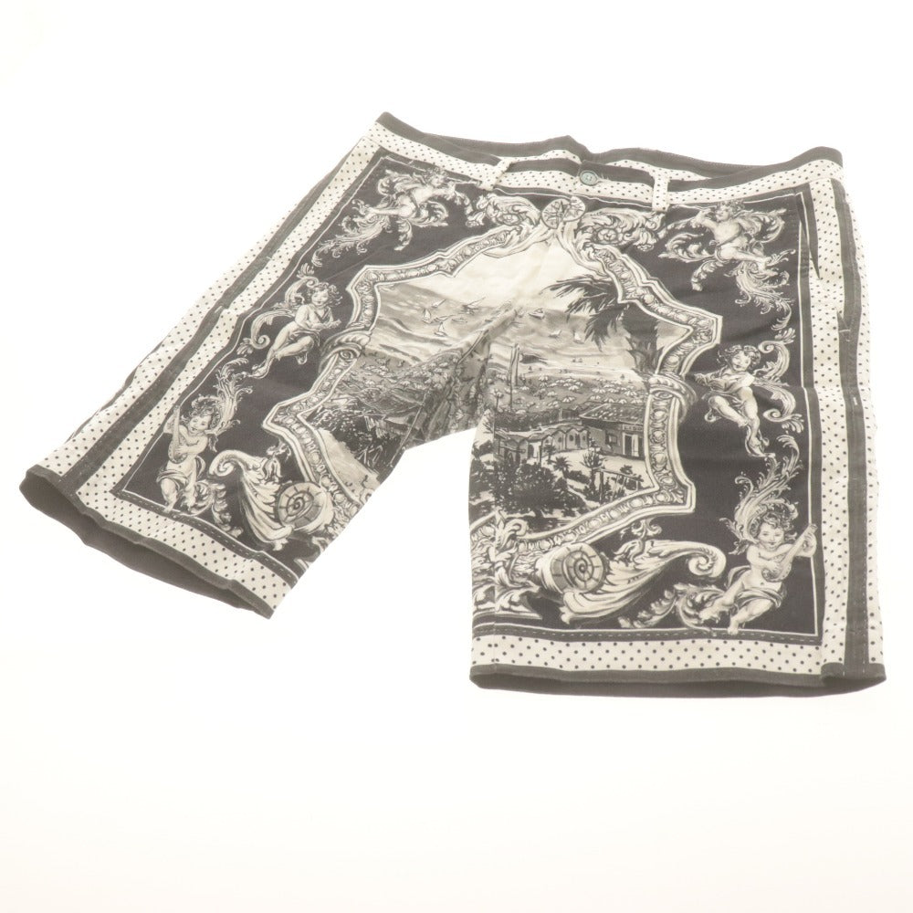 ■ DOLCE&GABBANA ドルガバ ハーフパンツ ショート ボトムス 春夏 GY28MT/FPFFV-A バロック調 天使 総柄 メンズ 48(L相当) 白黒