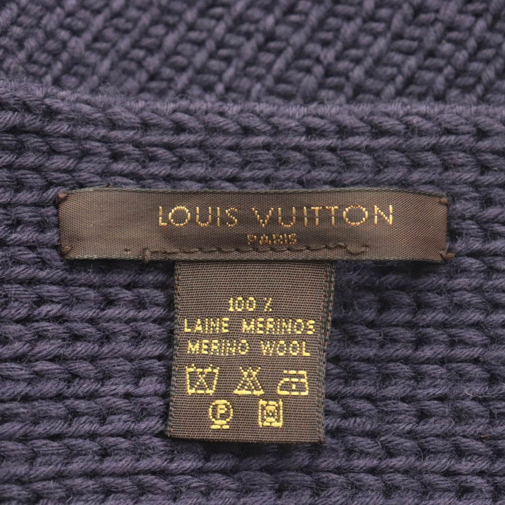 ■ LOUIS VUITTON ルイヴィトン マフラー ニット 編み込み ウール メンズ レディース ダークパープル