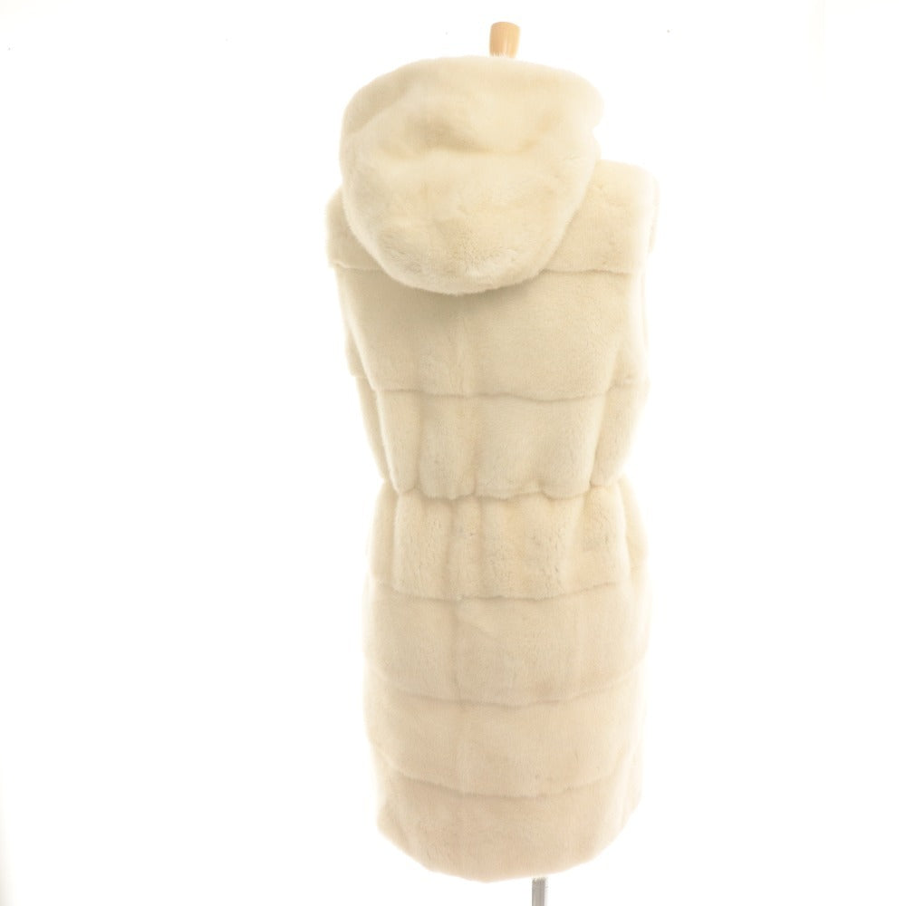 ■ Copenhagen Fur Agile Coat Jacket Platinum Quality Mink Fur Hood Women's 55 (M equivalent) Light Beige