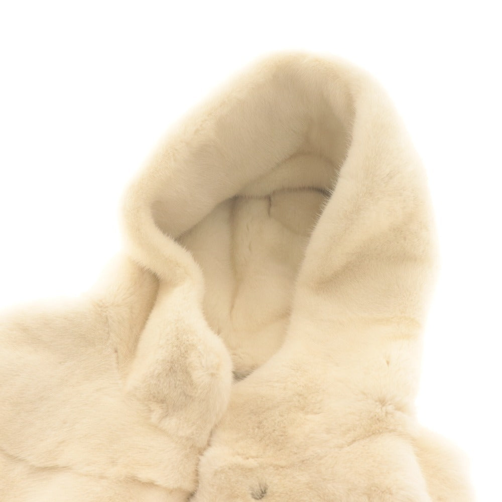 ■ Copenhagen Fur Agile Coat Jacket Platinum Quality Mink Fur Hood Women's 55 (M equivalent) Light Beige