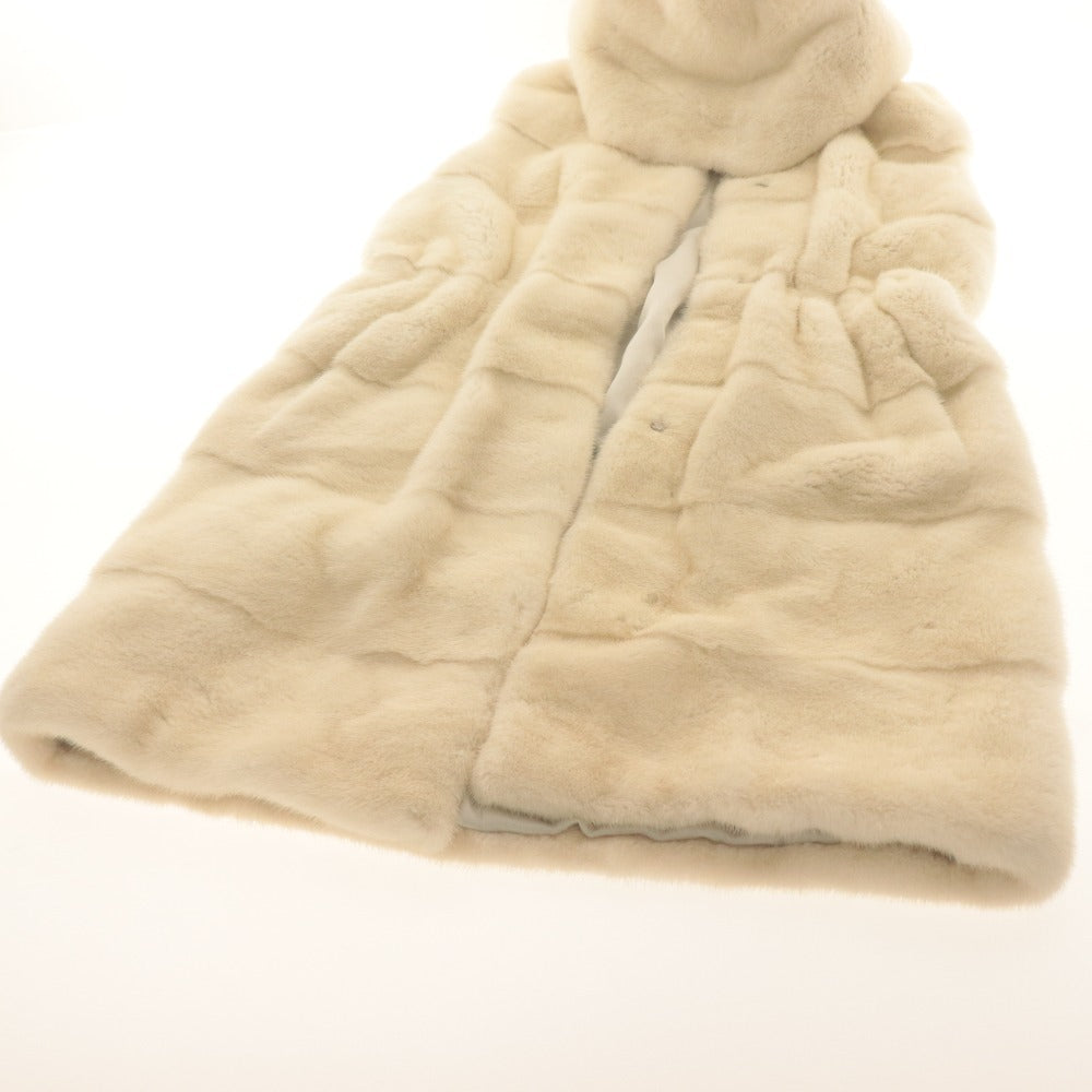 ■ Copenhagen Fur Agile Coat Jacket Platinum Quality Mink Fur Hood Women's 55 (M equivalent) Light Beige