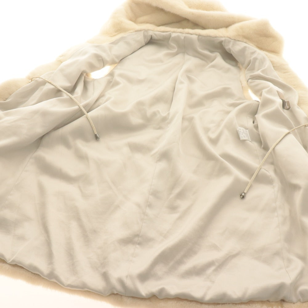 ■ Copenhagen Fur Agile Coat Jacket Platinum Quality Mink Fur Hood Women's 55 (M equivalent) Light Beige