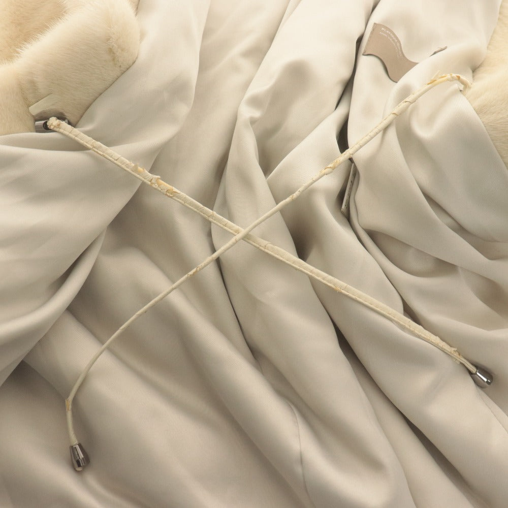 ■ Copenhagen Fur Agile Coat Jacket Platinum Quality Mink Fur Hood Women's 55 (M equivalent) Light Beige