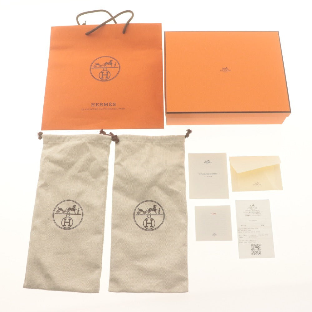 ■ エルメス HERMES サンダル オラン Oran 靴 ミュール フラット デニム フリンジ レディース 37(23.5~24.0相当) ライトブルー 付属品付き