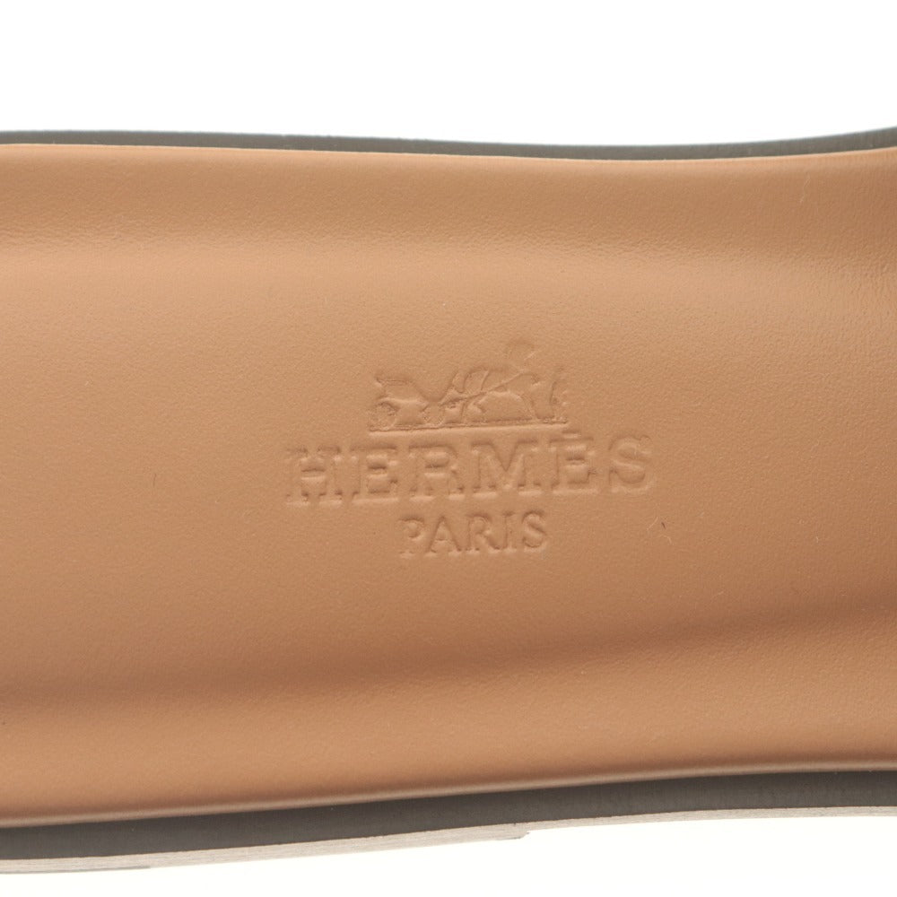 ■ エルメス HERMES サンダル オラン Oran 靴 ミュール フラット デニム フリンジ レディース 37(23.5~24.0相当) ライトブルー 付属品付き