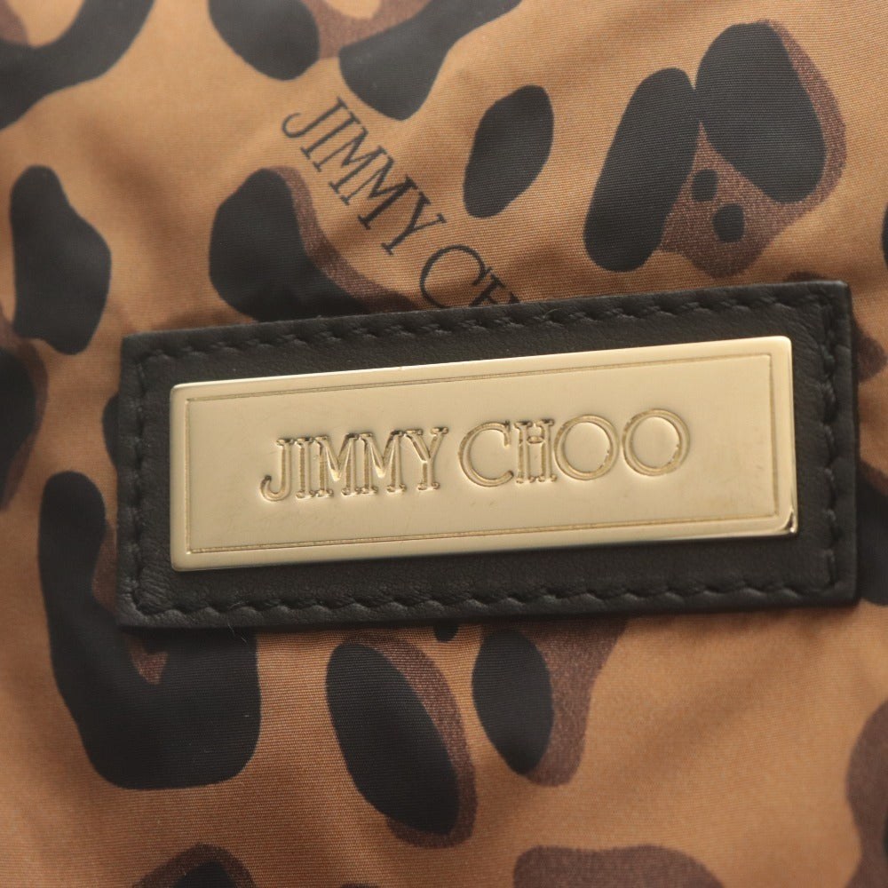 ■ ジミーチュウ JIMMY CHOO トートバッグ ショルダー 鞄 PVC レザー レオパード柄 レディース ブラック ブラウン系