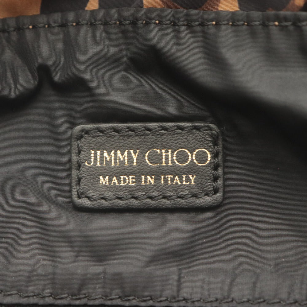 ■ ジミーチュウ JIMMY CHOO トートバッグ ショルダー 鞄 PVC レザー レオパード柄 レディース ブラック ブラウン系