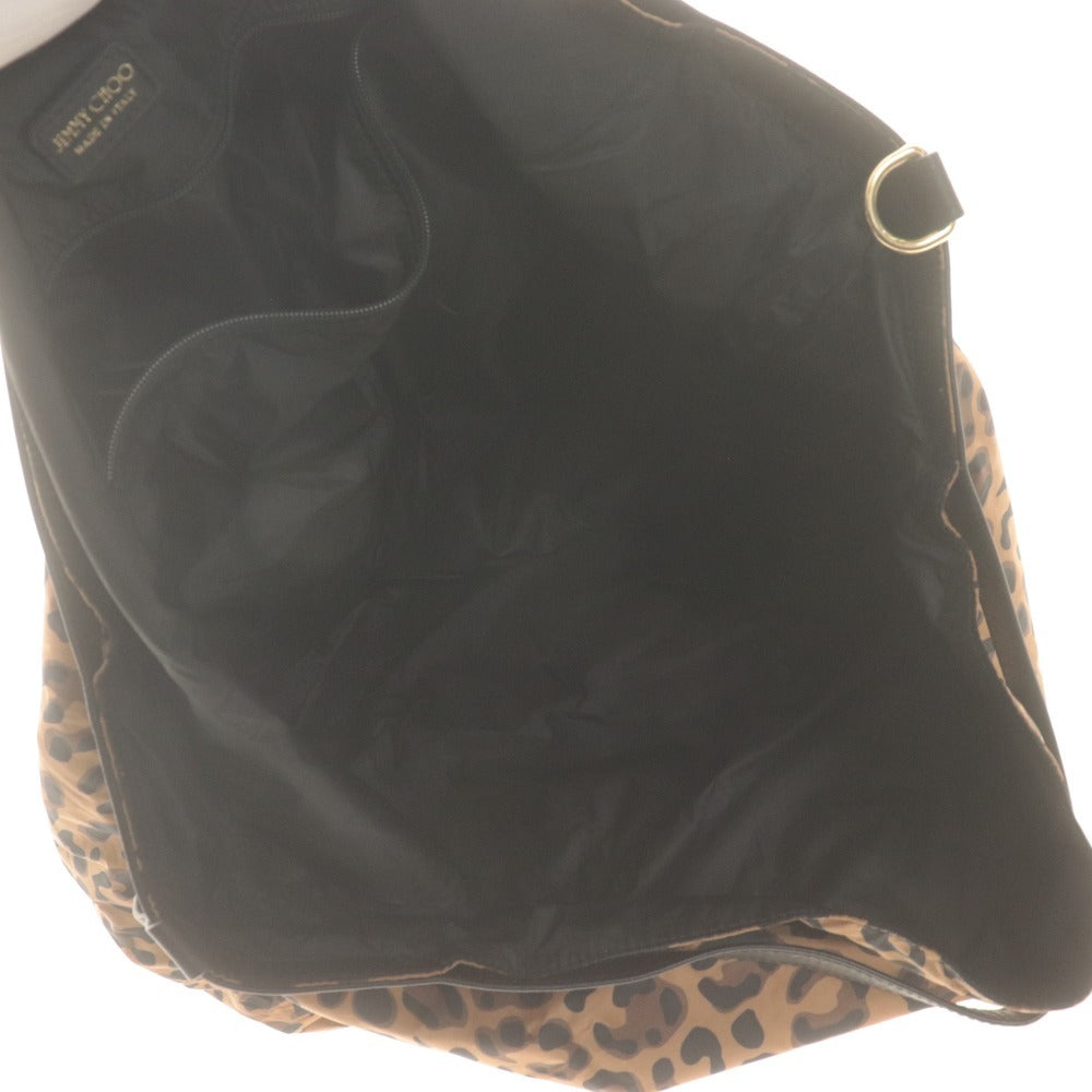 ■ ジミーチュウ JIMMY CHOO トートバッグ ショルダー 鞄 PVC レザー レオパード柄 レディース ブラック ブラウン系