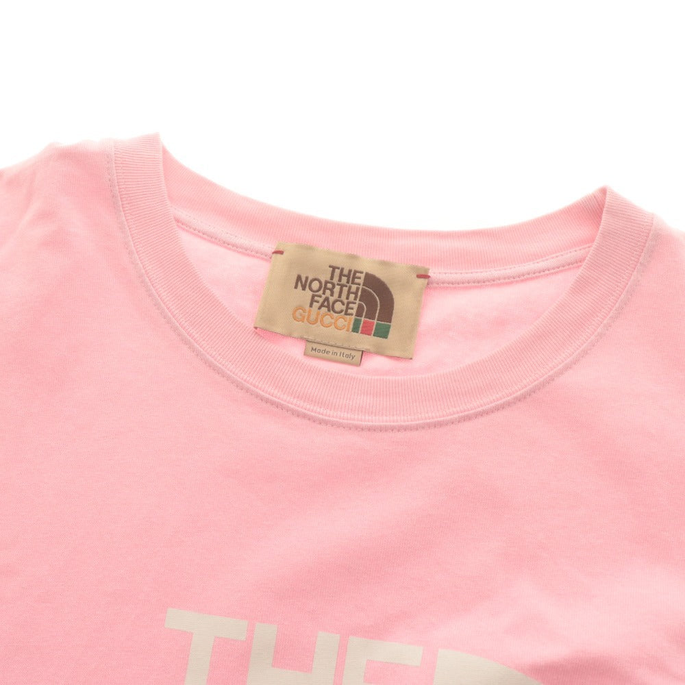 ■ グッチ×ノースフェイス GUCCI × THENORTHFACE Tシャツ 半袖 トップス コラボ ロゴ 黒猫 メンズ M ピンク系