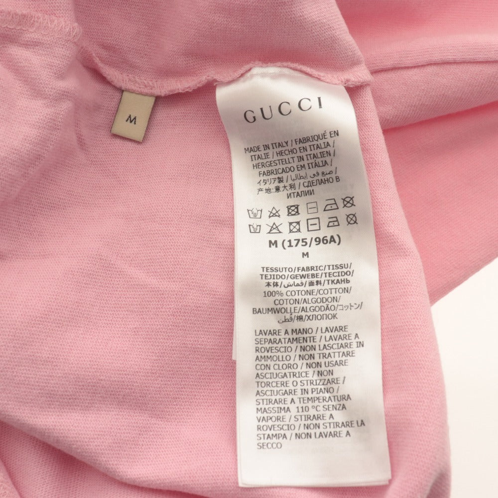 ■ グッチ×ノースフェイス GUCCI × THENORTHFACE Tシャツ 半袖 トップス コラボ ロゴ 黒猫 メンズ M ピンク系