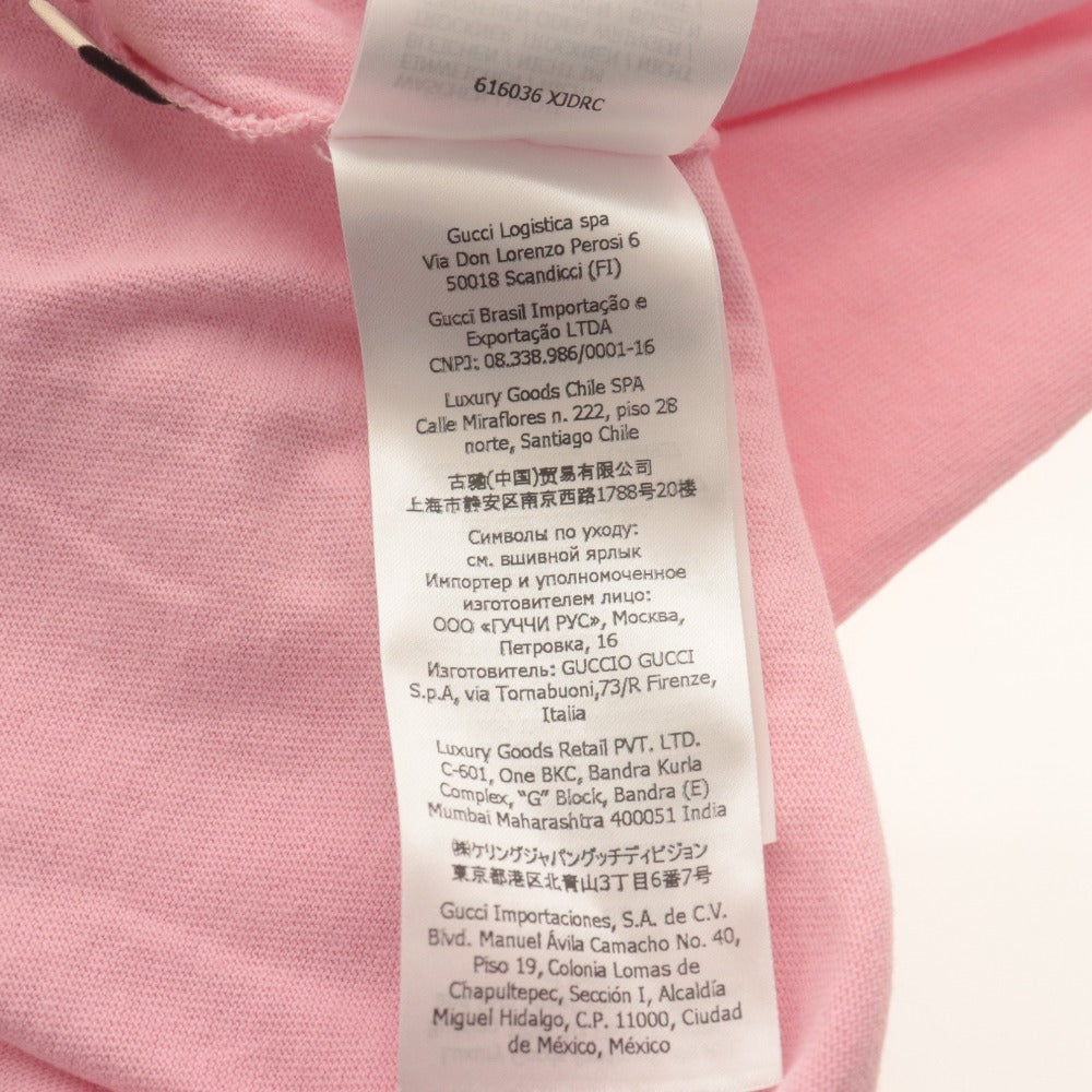 ■ グッチ×ノースフェイス GUCCI × THENORTHFACE Tシャツ 半袖 トップス コラボ ロゴ 黒猫 メンズ M ピンク系