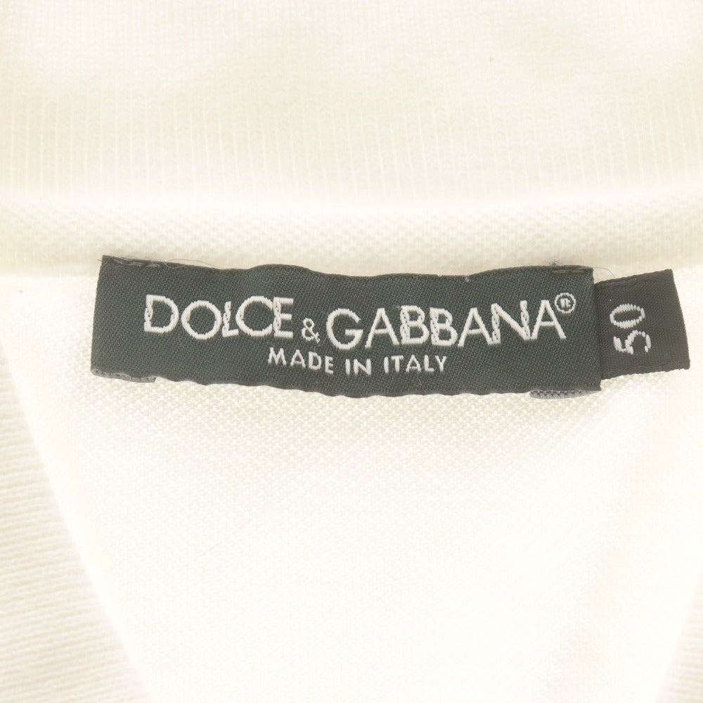 ■ ドルチェアンドガッバーナ DOLCE & GABBANA ポロシャツ 半袖 トップス ロゴプレート メンズ 50(XL相当）ホワイト