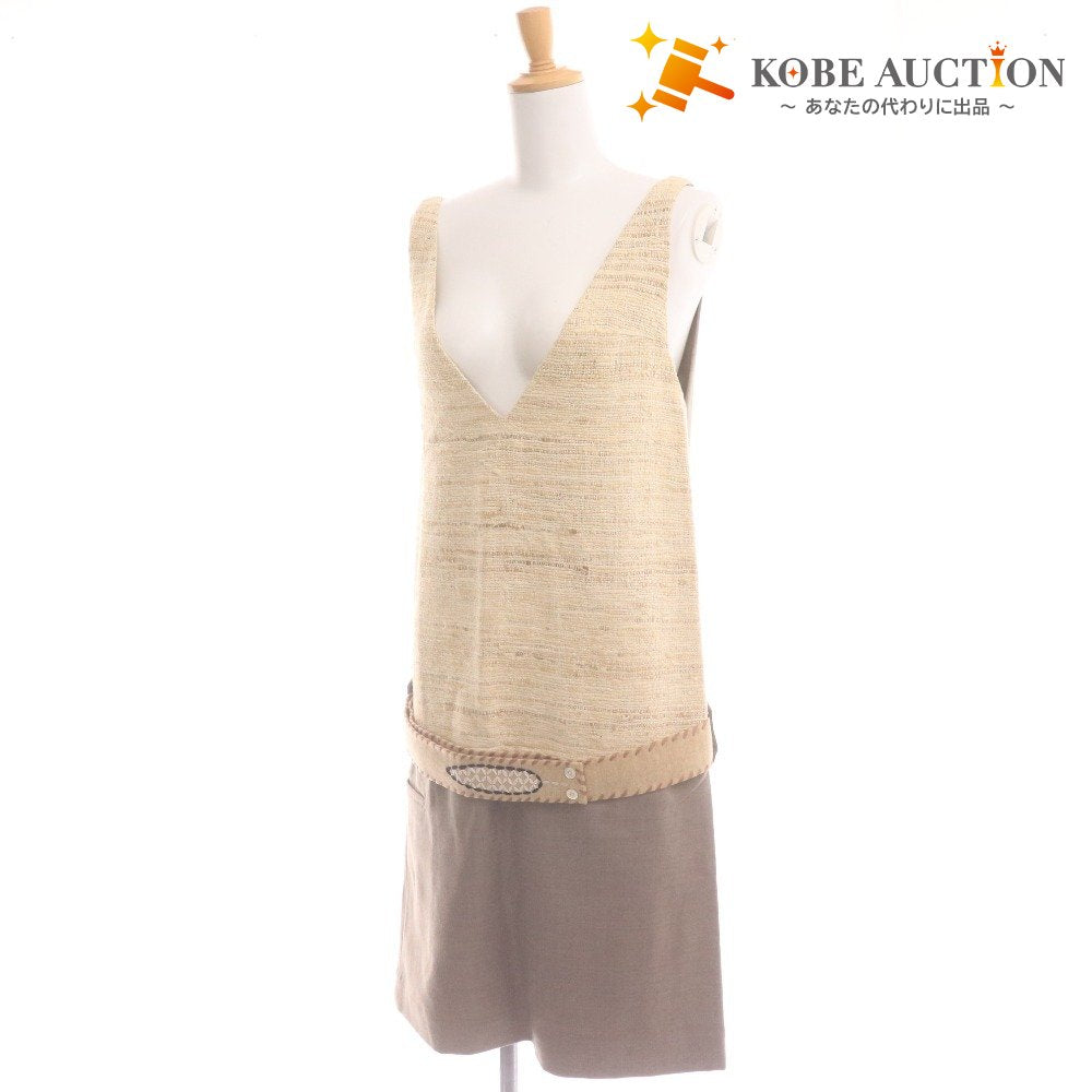 ■ YAB YAM One-Piece Top and Bottoms with Belt, Women's, Size S, Beige