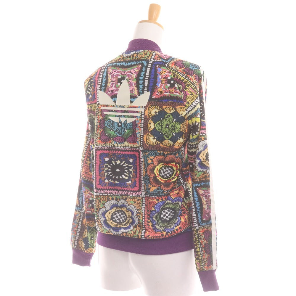 ■ アディダス ジャージ ブルゾン アウター ジップアップ 総柄 ロゴ レディース L パープル系