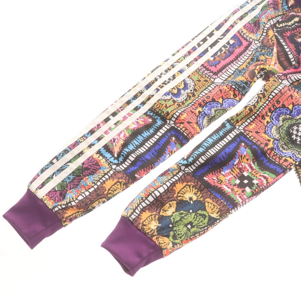 ■ アディダス ジャージ ブルゾン アウター ジップアップ 総柄 ロゴ レディース L パープル系