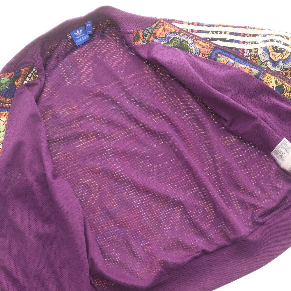 ■ アディダス ジャージ ブルゾン アウター ジップアップ 総柄 ロゴ レディース L パープル系