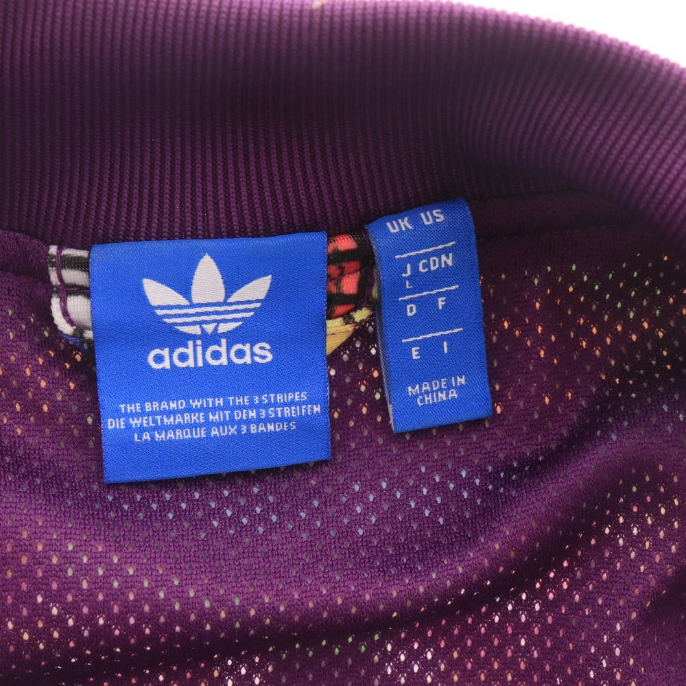 ■ アディダス ジャージ ブルゾン アウター ジップアップ 総柄 ロゴ レディース L パープル系