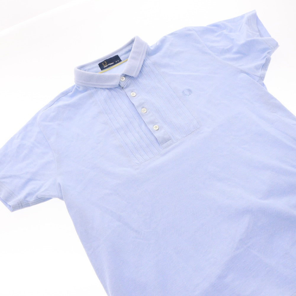 ■ FRED PERRY フレッドペリー ポロシャツ トップス 半袖 襟 ボタン ワンポイント 無地 メンズ M ライトブルー系