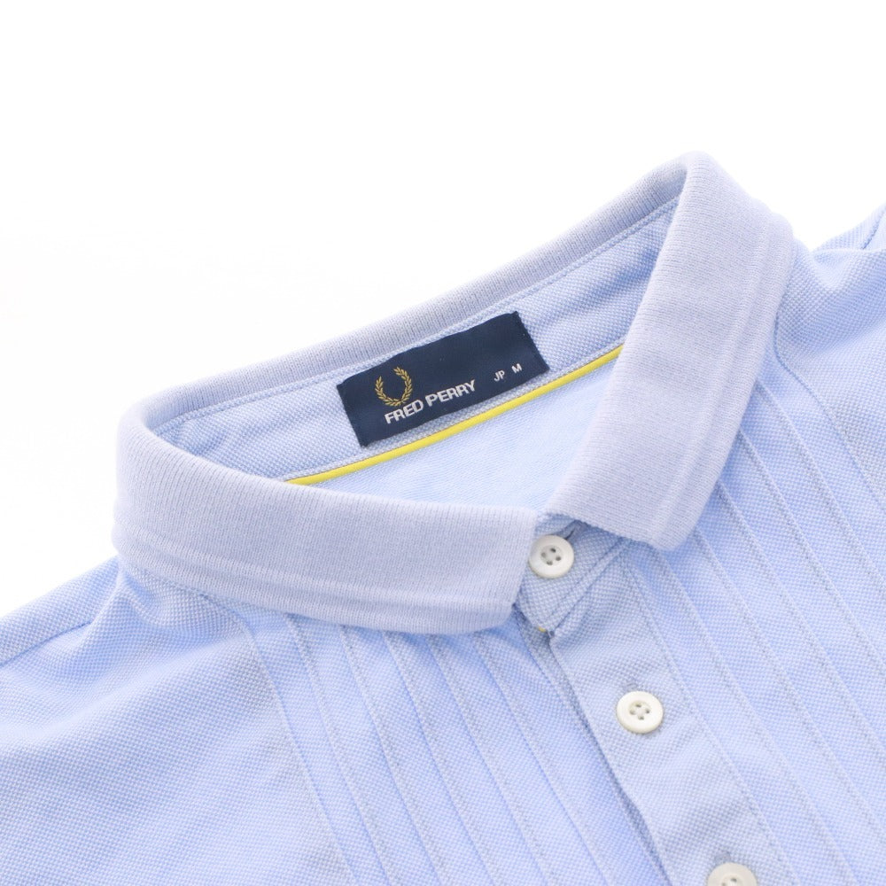 ■ FRED PERRY フレッドペリー ポロシャツ トップス 半袖 襟 ボタン ワンポイント 無地 メンズ M ライトブルー系