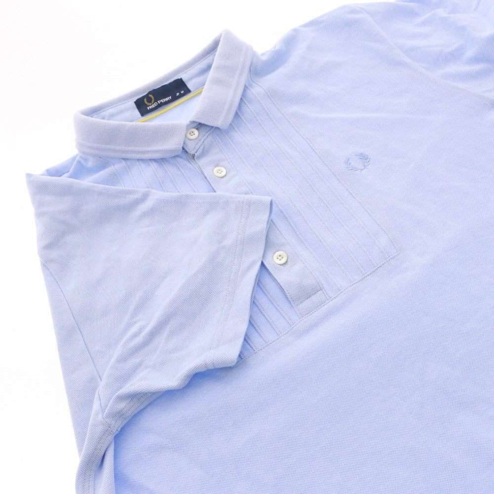 ■ FRED PERRY フレッドペリー ポロシャツ トップス 半袖 襟 ボタン ワンポイント 無地 メンズ M ライトブルー系