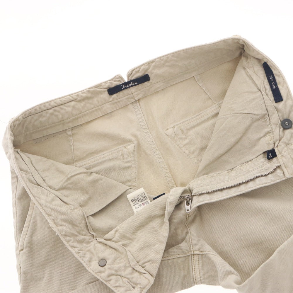 ■ INCOTEX Pants Bottoms Buttons Zippers Pockets Solid Men's 32 Ivory