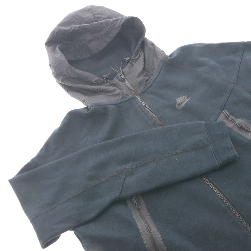 ■ NIKE ナイキ パーカー アウター 長袖 ファスナー ポケット フード ワンポイント メンズ M ネイビー系