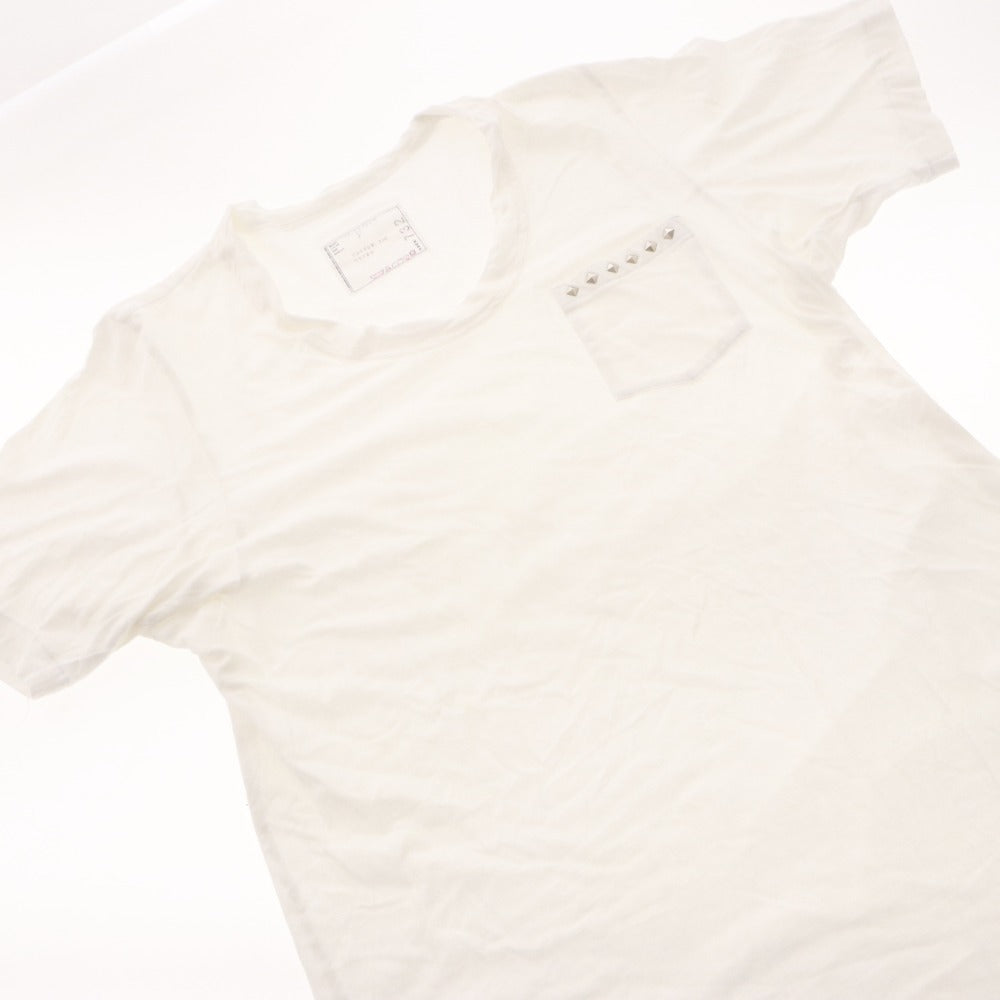 ■ sacai サカイ Tシャツ トップス 半袖 丸首 胸ポケット シルバー装飾 コットン 無地 レディース メンズ 3 ホワイト