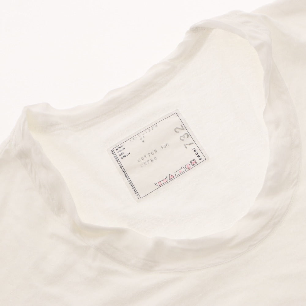 ■ sacai サカイ Tシャツ トップス 半袖 丸首 胸ポケット シルバー装飾 コットン 無地 レディース メンズ 3 ホワイト