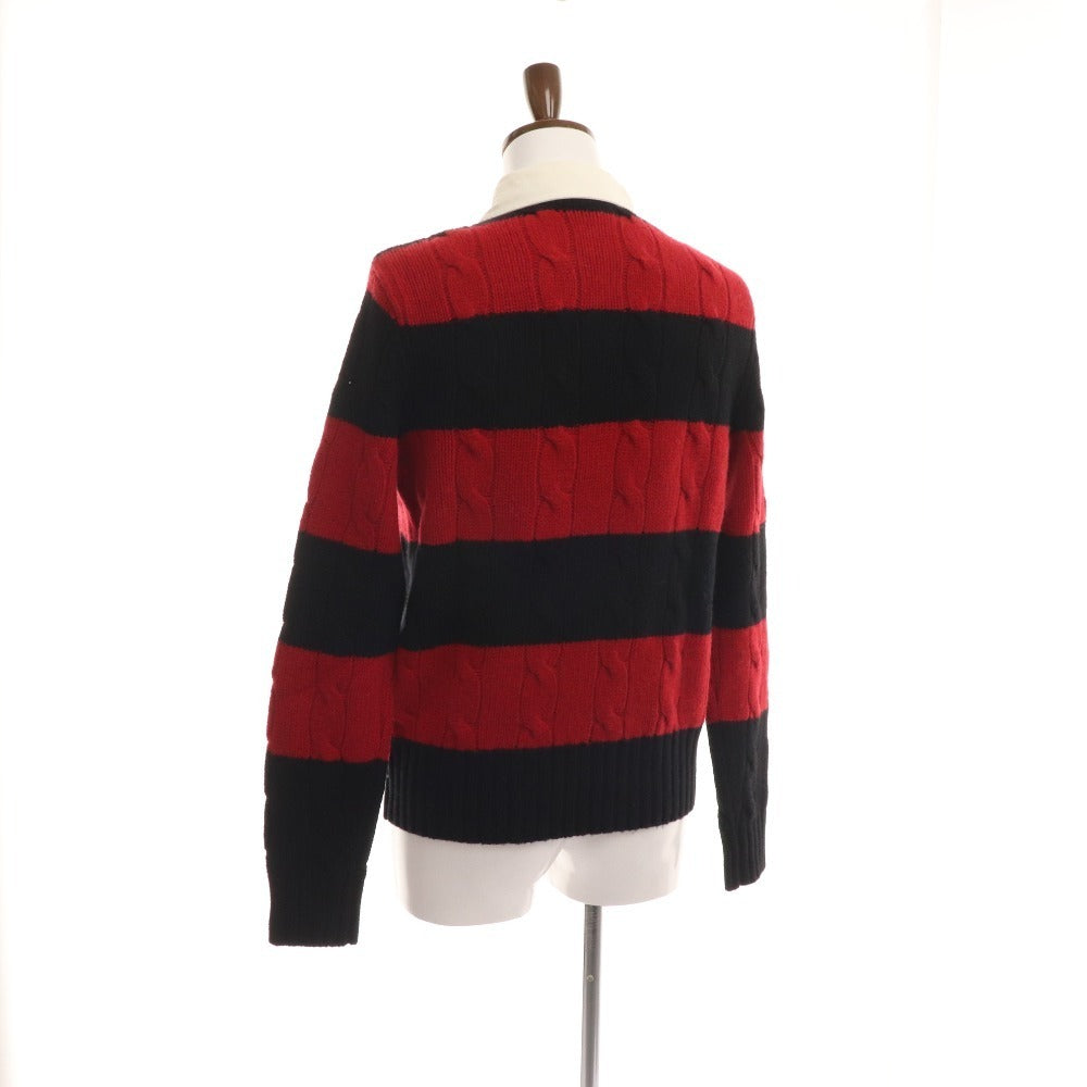 ■ Ralph Lauren Rugby Sweater Knit Rugby Tops Men's M Navy Red Tags Included Unused