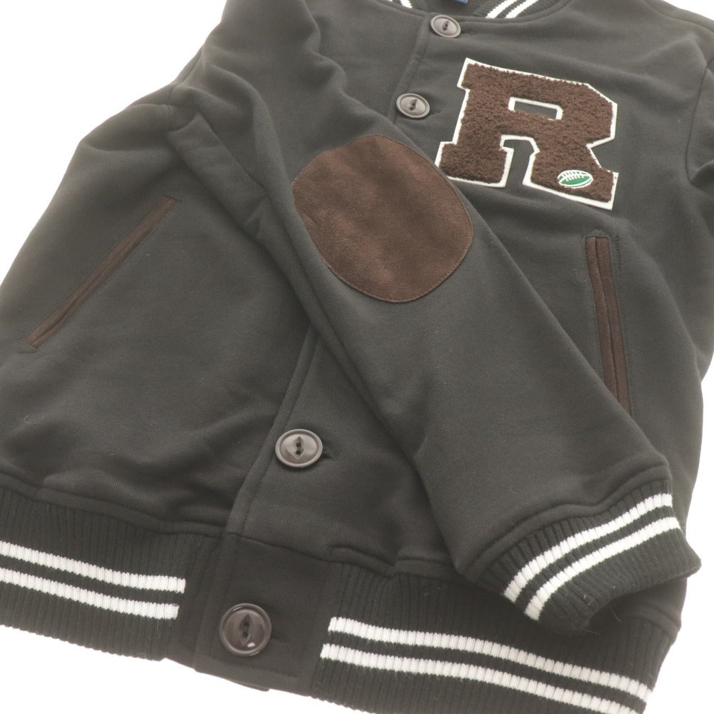 RUGBY RALPH LAUREN Stadium Jacket, Long Sleeve, Button-Down, Rugby R Logo Patch, Men's, Size M, Black