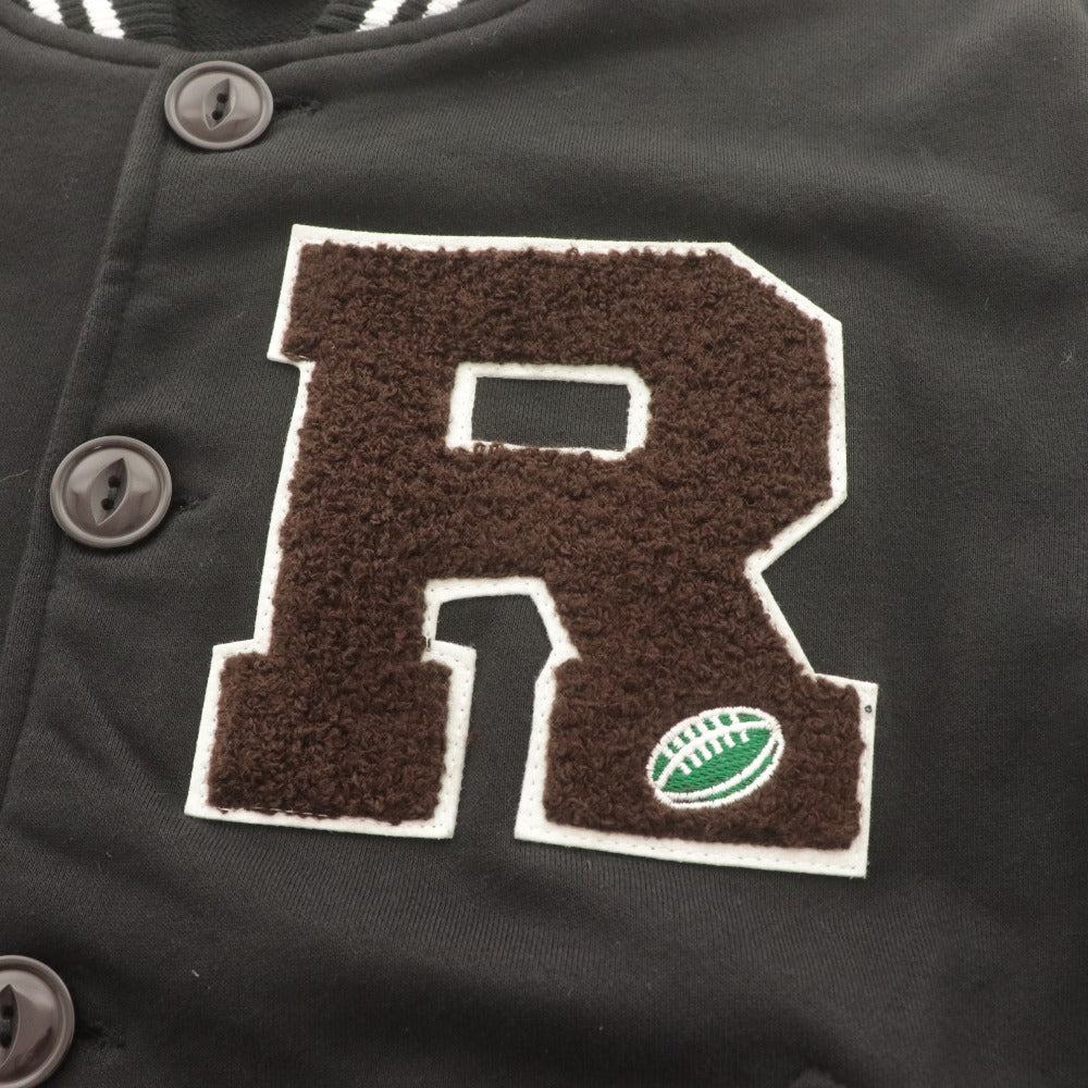 RUGBY RALPH LAUREN Stadium Jacket, Long Sleeve, Button-Down, Rugby R Logo Patch, Men's, Size M, Black