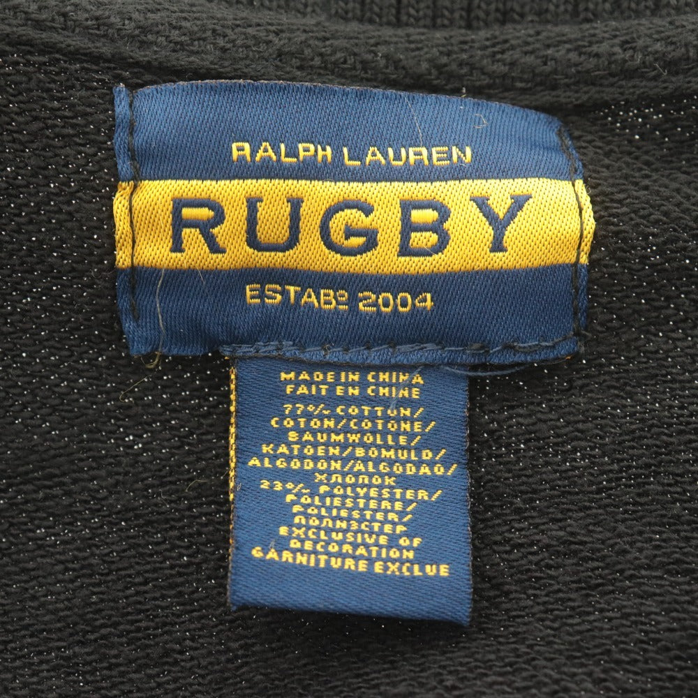 RUGBY RALPH LAUREN Stadium Jacket, Long Sleeve, Button-Down, Rugby R Logo Patch, Men's, Size M, Black