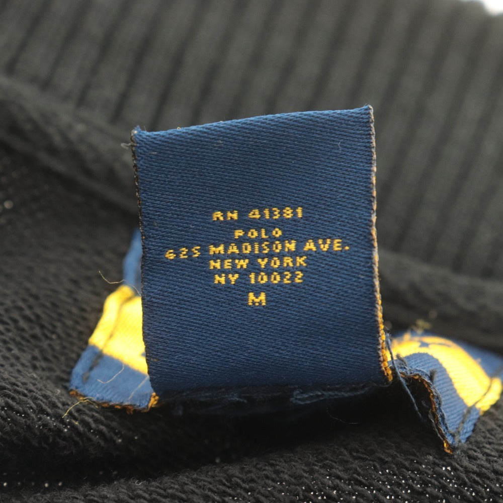 RUGBY RALPH LAUREN Stadium Jacket, Long Sleeve, Button-Down, Rugby R Logo Patch, Men's, Size M, Black