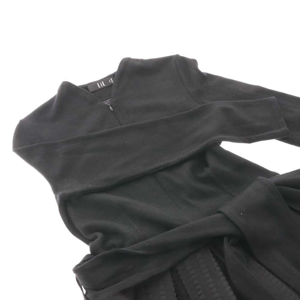 ■ リル プー ロートル LiL POUR L'AUTRE ひざ丈ニットワンピース 長袖 フランス製 タック 切り替え レディース