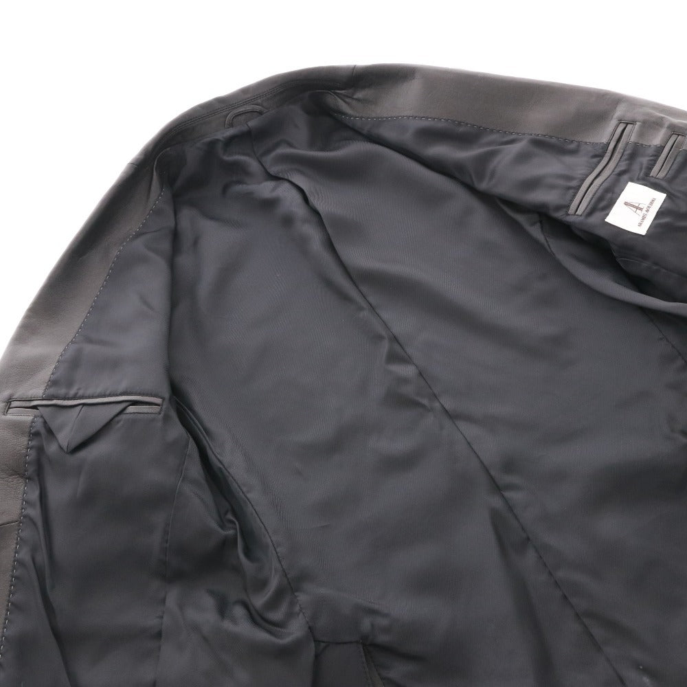 ■ アラミス オーディマ ARAMIS AOUDIMA レザージャケット 長袖 アウター 羊革 ステッチ メンズ M ブラック