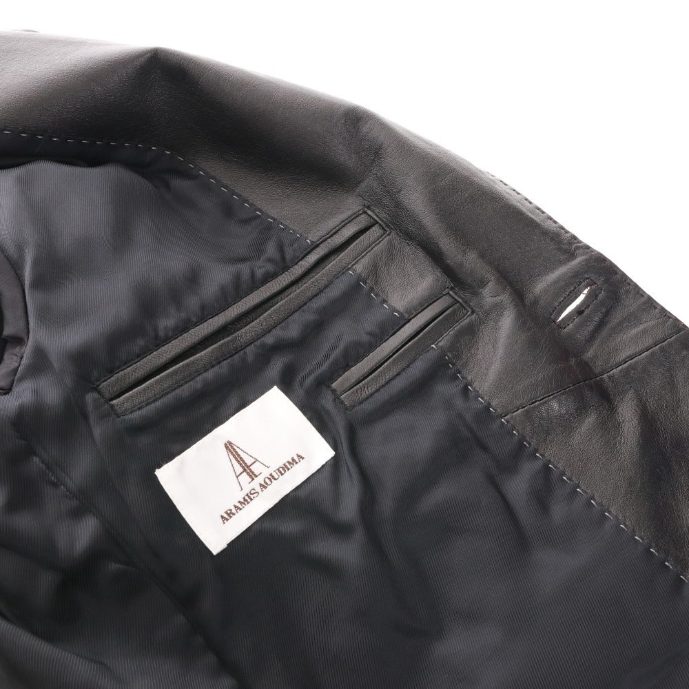 ■ アラミス オーディマ ARAMIS AOUDIMA レザージャケット 長袖 アウター 羊革 ステッチ メンズ M ブラック