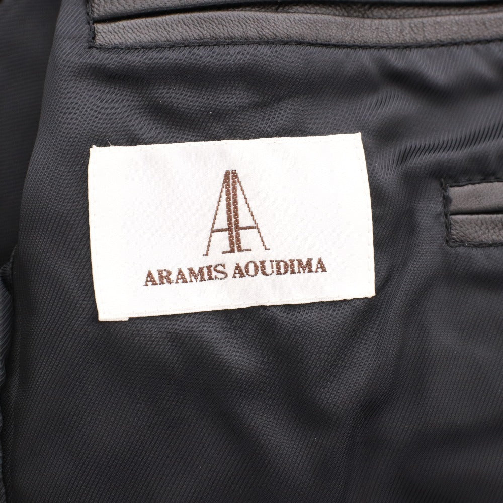 ■ アラミス オーディマ ARAMIS AOUDIMA レザージャケット 長袖 アウター 羊革 ステッチ メンズ M ブラック