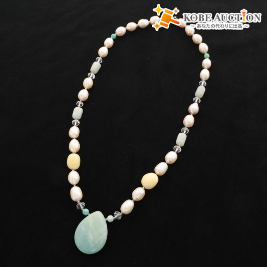 ■ ネックレス 天然石 アクセサリー アマゾナイト パール イエロージェイド ターコイズ 100g