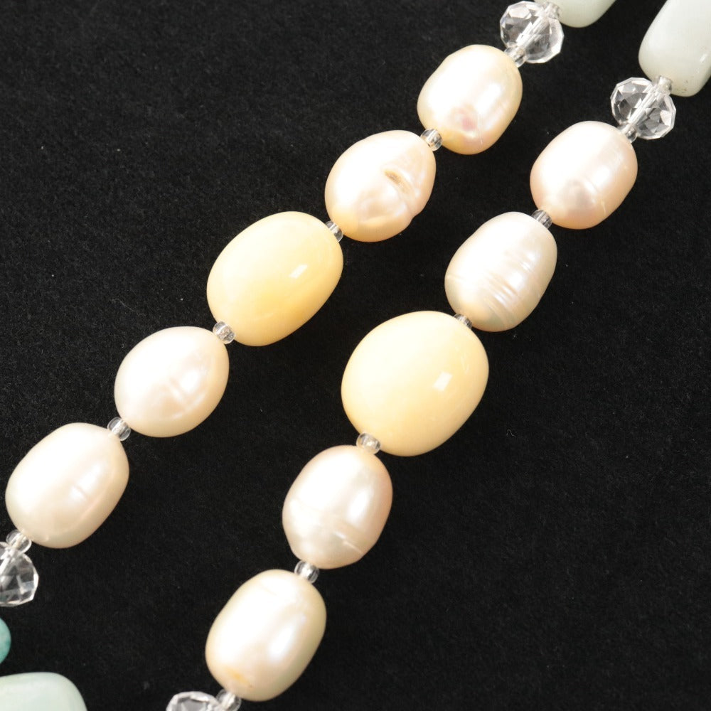 ■ ネックレス 天然石 アクセサリー アマゾナイト パール イエロージェイド ターコイズ 100g