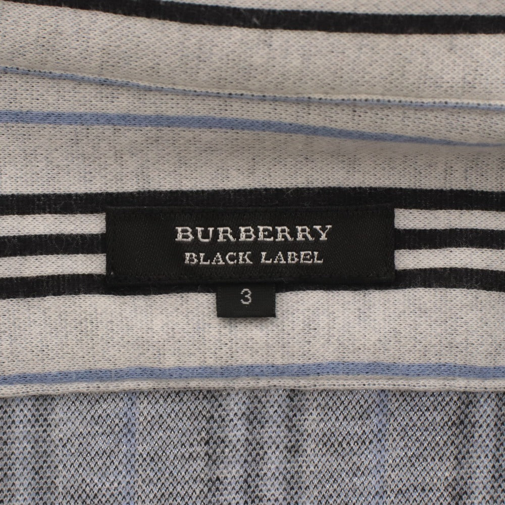 ■ BUBERRY BLACK LABEL バーバリー ブラックレーベル シャツ 長袖 トップス ストライプ 刺繍 コットン メンズ 3 グレー系