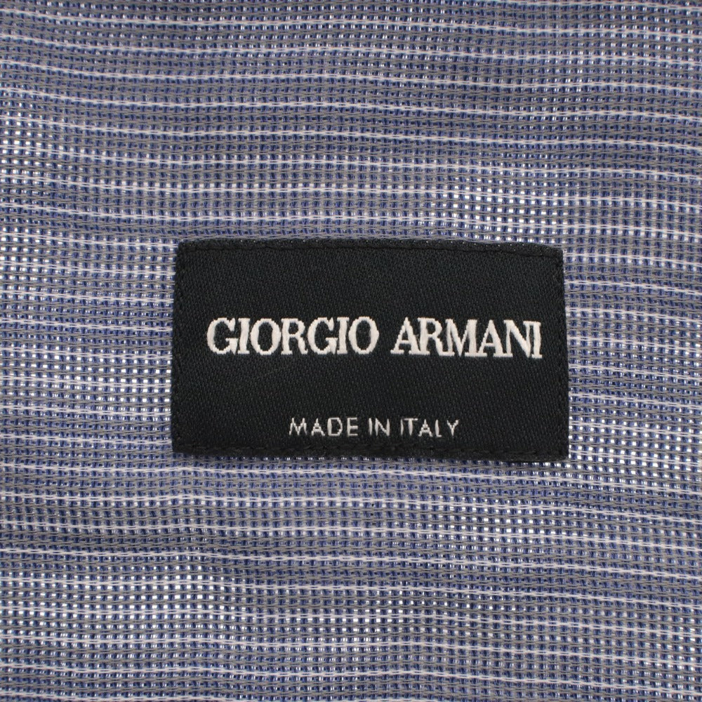■ GIORGIO ARMANI ジョルジオアルマーニ シャツ 長袖 トップス ストライプ コットン 黒タグ イタリア製 メンズ 39 ブルー系