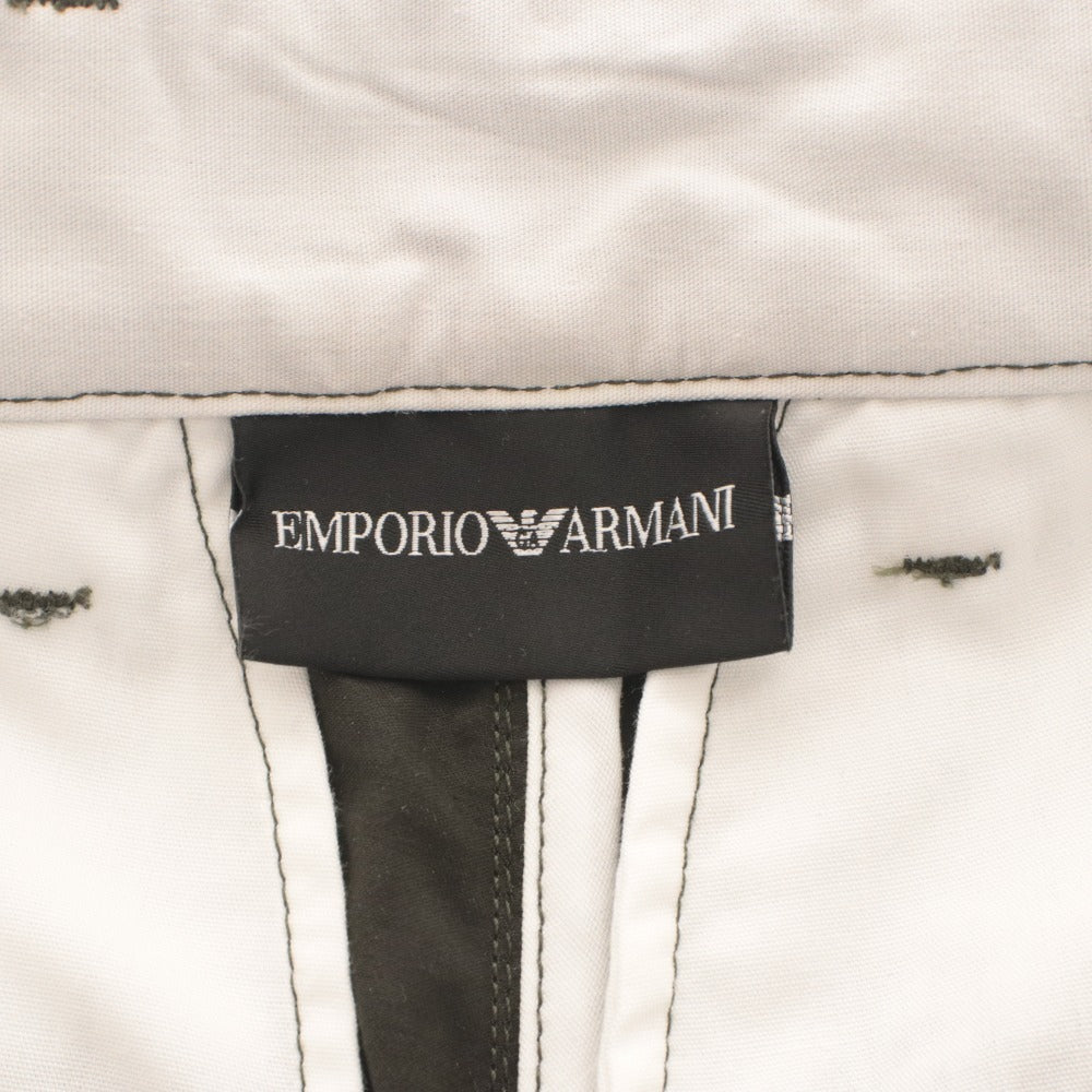 ■ EMPORIO ARMANI エンポリオ アルマーニ チノパン ボトムス コットン混 プリント メンズ 44 カーキ系