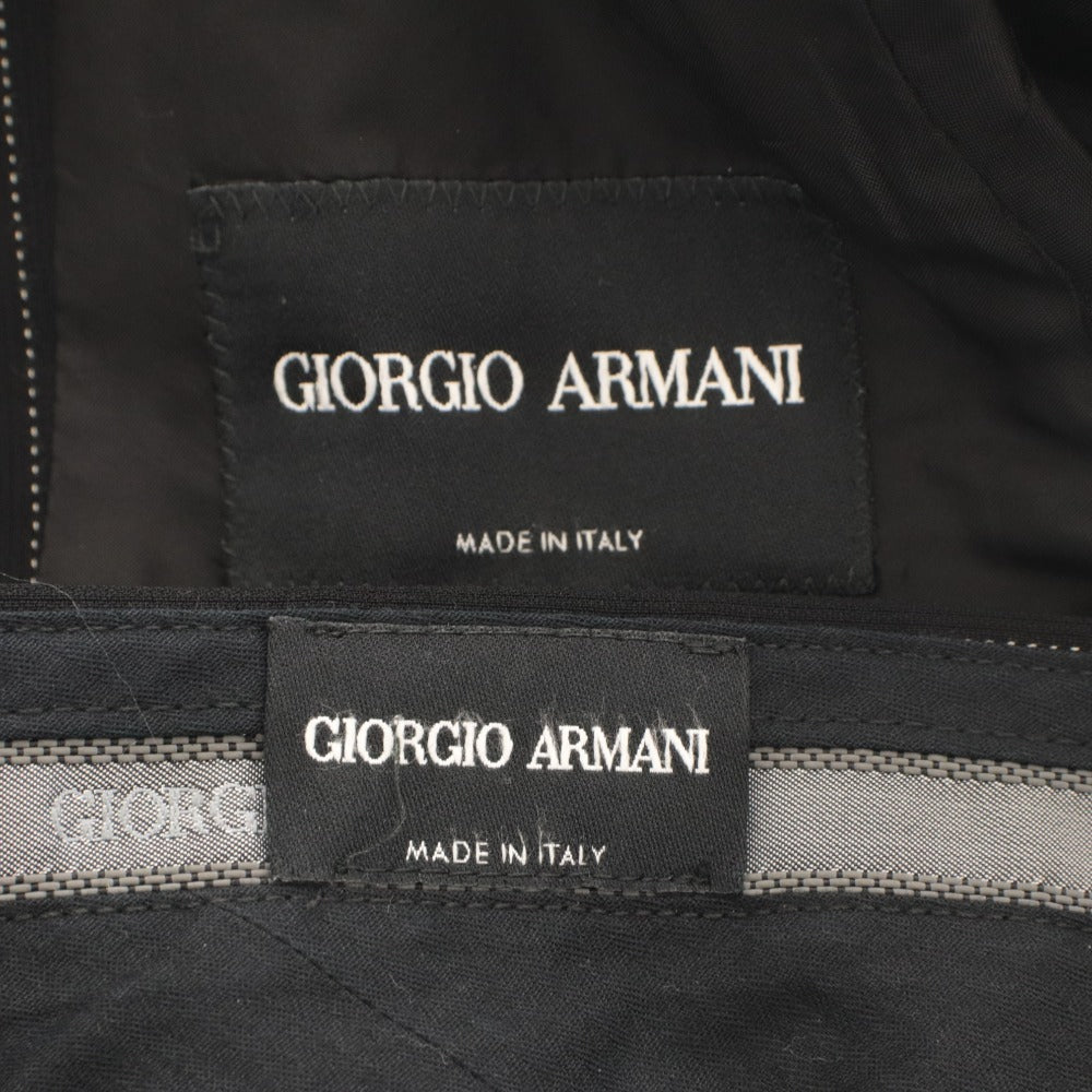 ■ GIORGIO ARMANI ジョルジオ アルマーニ スーツ セットアップ テーラードジャケット スラックス ストライプ 黒タグ メンズ 46 ブラック