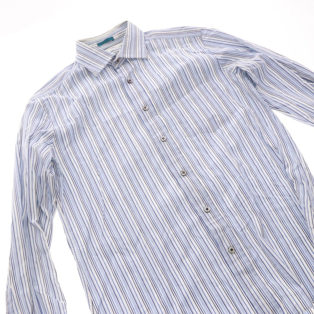 ■ Paul Smith ポールスミス シャツ トップス 長袖 ボタン 胸ポケット ストライプ メンズ L ライトブルー系